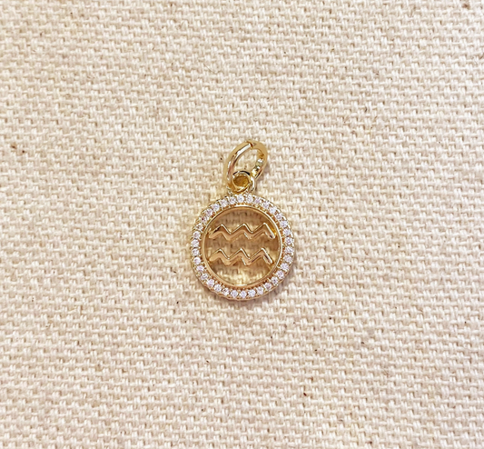 Gold Filled CZ Outlined Zodiac Pendant