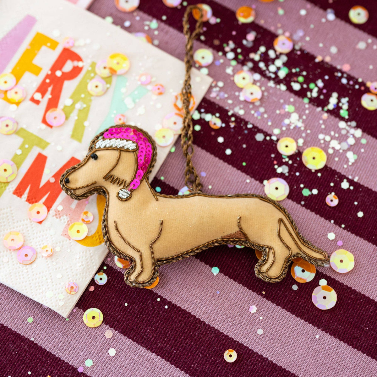 Santa Hat Dachshund Ornament