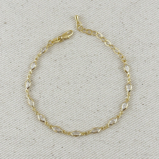 GoldFi - 18k Gold Filled Ellipse Bezel CZ Bracelet