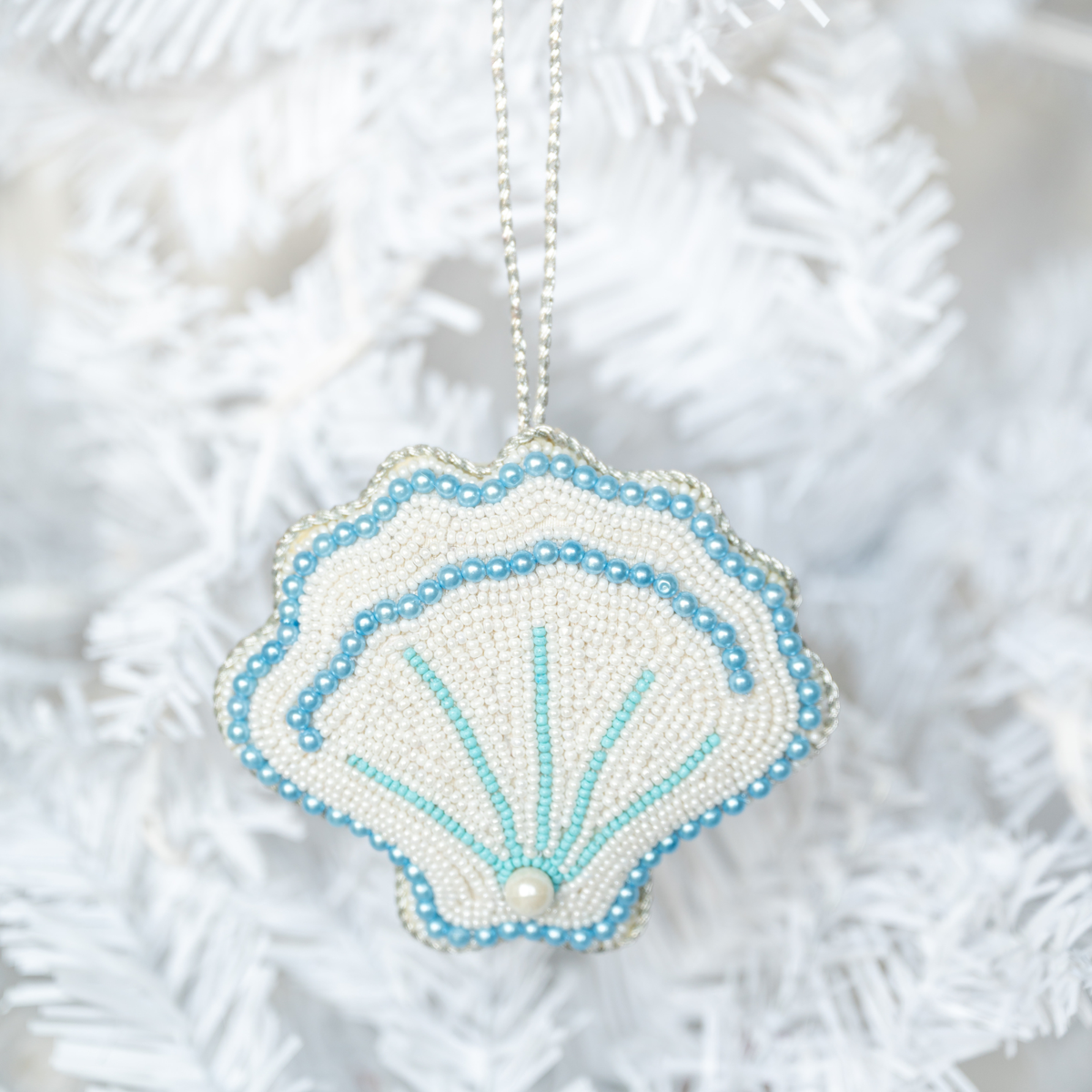 Blue Seashell Christmas Ornament