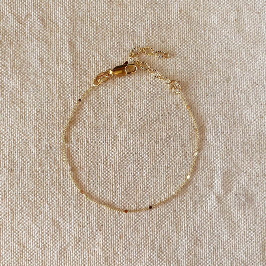 GoldFi - 18k Gold Filled 1mm Curb Bracelet With Pressed Details